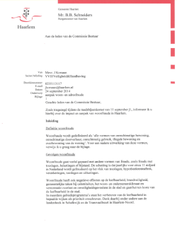 Brief van BM Schneiders aan Cie Bestuur inzake Aanpak woon