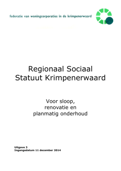 Sociaal Statuut Krimpenerwaard 2014