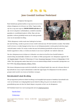Chimpansee Opvangcentra - Jane Goodall Instituut Nederland