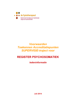 Dit document geeft inzicht in de afspraken rondom supervisie