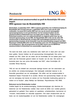 ING sponsor van de Koninklijke UD