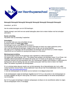 Informatiebrief nieuwe schooljaar (juli 2014)