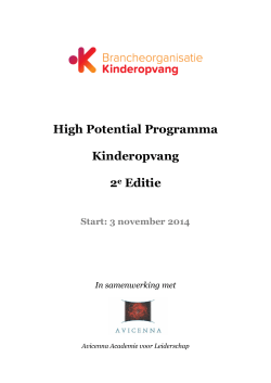 High Potential Programma Kinderopvang 2e Editie Start