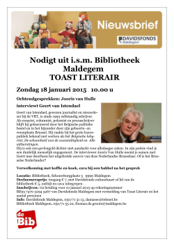 Nodigt uit i.s.m. Bibliotheek Maldegem TOAST LITERAIR