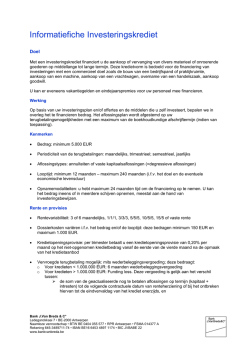 Informatiefiche Investeringskrediet