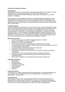 Profielschets medewerker wijkteam