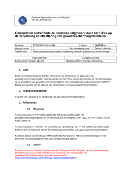 Omzendbrief betreffende de controles uitgevoerd door het FAVV op