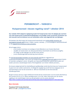 Huispersoneel: nieuwe regeling vanaf 01.10.2014