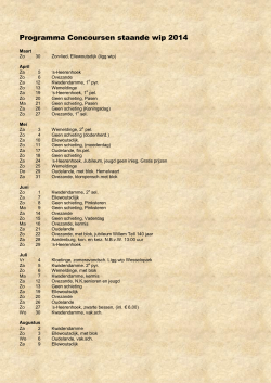 Programma Concoursen staande wip 2014