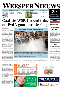 Coalitie WSP, GroenLinks en PvdA gaat aan de