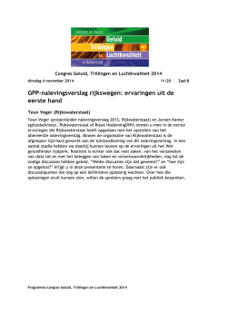 GPP-nalevingsverslag - Congres Geluid, Trillingen en Luchtkwaliteit