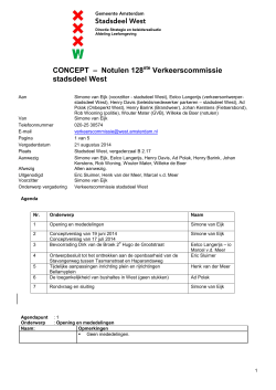 Verslag Verkeerscommissie West 21 augustus 2014