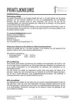 Praktijknieuws juni 2014 - Huisartsenpraktijk Hollemans, Wekerom