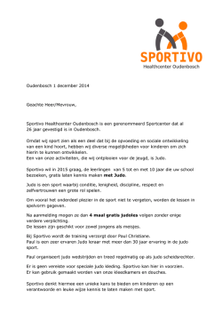Oudenbosch 1 december 2014 Geachte Heer/Mevrouw