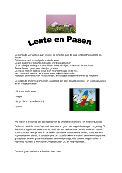 Ouderbrief lente en pasen 2014