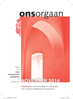 Ons Orgaan november 2014 - Bond van Vrije Evangelische Gemeente