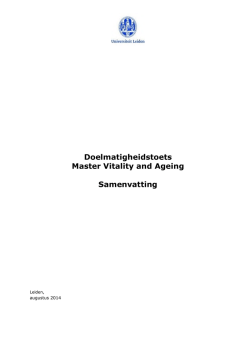 Doelmatigheidstoets Master Vitality and Ageing Samenvatting