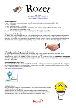Juli 2014 Twaalfde jaargang, nummer 11 Zie ook www