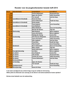 Jeugdcollectanten rooster tweede helft 2014