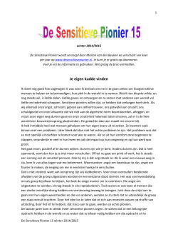 Nieuwsbrief De Sensitieve Pionier 15, Winter 2014/2015 (pdf)