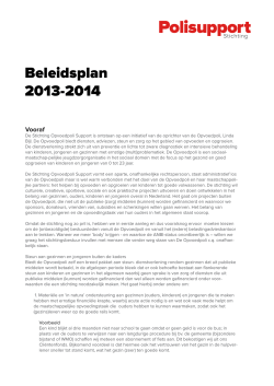 Beleidsplan 2013-2014 - Stichting Polisupport