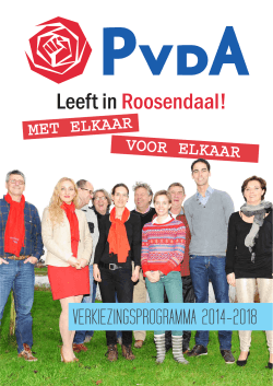 VERKIEZINGSPROGRAMMA 2014-2018 - Roosendaal