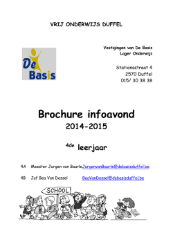 infoavond 4de lj - De Basis Duffel