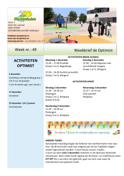 Weekbrief de Optimist Week nr.: 49