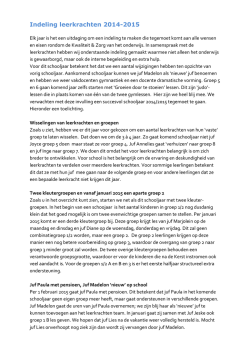 Indeling leerkrachten 2014-2015
