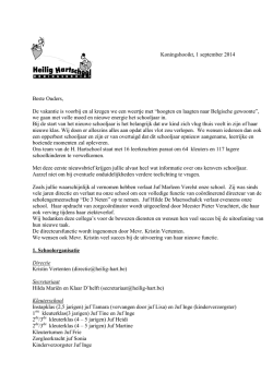 Nieuwsbrief 1 september 2014 - Heilig Hartschool Koningshooikt