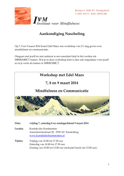 Aankondiging Nascholing Workshop met Edel Maex 7, 8 en 9 maart