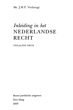Inleiding in het NEDERLANDSE RECHT