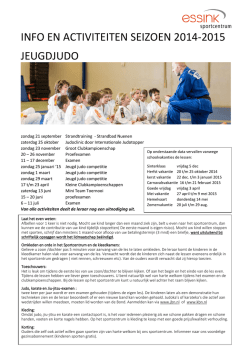 INFO EN ACTIVITEITEN SEIZOEN 2014-2015 JEUGDJUDO