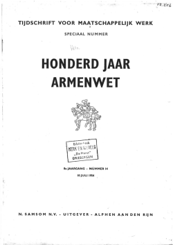 Honderd jaar Armenwet 1854-1954