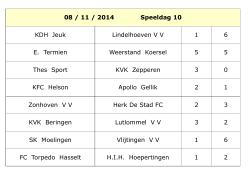 08 / 11 / 2014 Speeldag 10 KDH Jeuk Lindelhoeven V V 1 6 E
