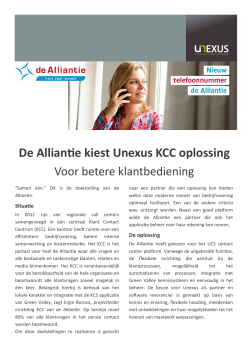 De Alliantie kiest Unexus KCC oplossing