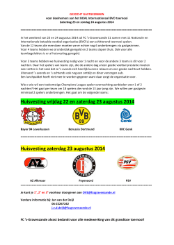 Oproep Gastgezinnen Internationaal Toernooi