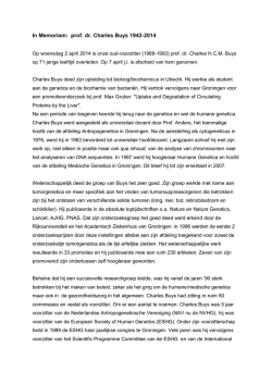 In Memoriam - Nederlandse vereniging voor Humane Genetica