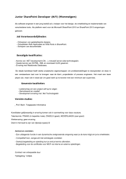 Junior SharePoint Developer (M/V) (Wommelgem) Job