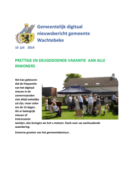 digitale nieuwsbrief 10 juli 2014