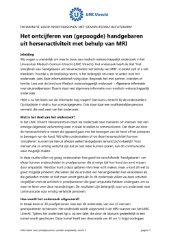 Informatiebrief experimentele groep