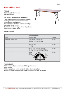 technische beschrijving ocean klaptafel