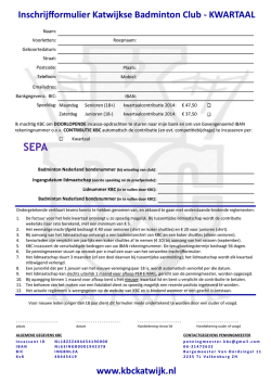 Inschrijfformulier Katwijkse Badminton Club