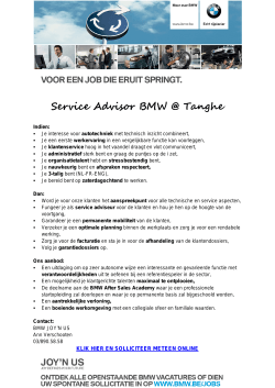 Service Advisor BMW @ Tanghe
