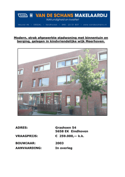 Grashoen 54 5658 EK Eindhoven VRAAGPRIJS
