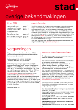 Overige bekendmakingen 8 mei 2014