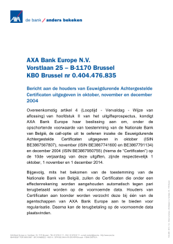 AXA Bank Europe N.V. Vorstlaan 25 – B