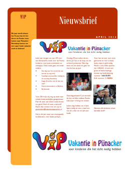 ViP Nieuwsbrief 05-14 - Stichting Vakantie in Pijnacker