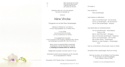 Ir&egrave;ne Vincke - Wase Begrafenissen