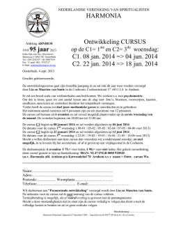 Inschrijving Ontwikkelingscursus voorlopig voor 2